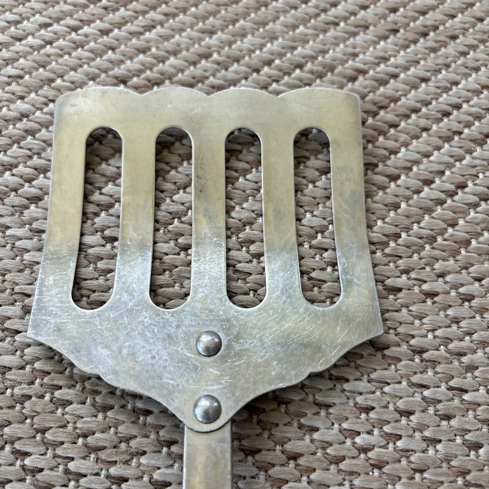 STANHOME Stainless Flipper Slotted Spatula Burgundy Handle Vintage MCM‎